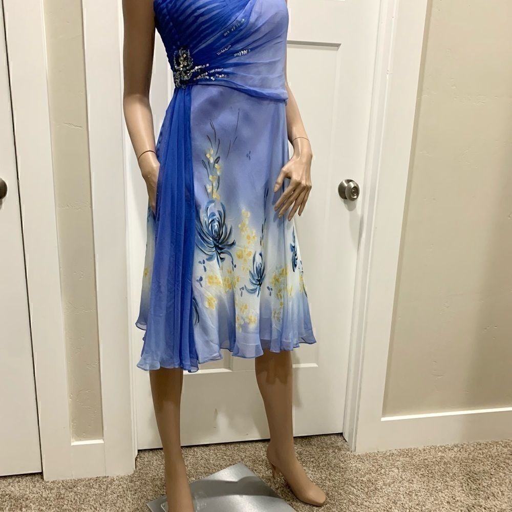 New 100% Silk beaded & hand-painted flowers dress - Picture 5 of 11